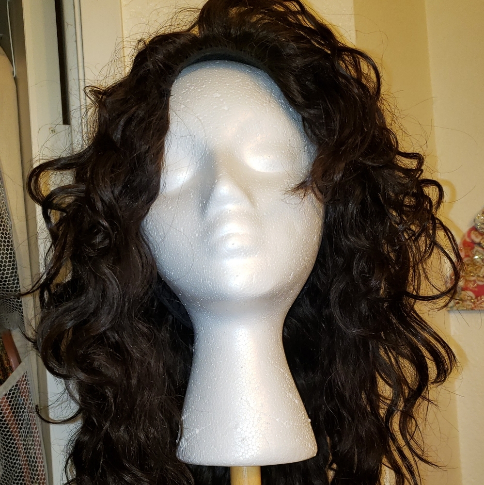 DARK BROWN WAVY WIG, NEW